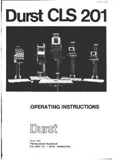 Durst CLS 201 manual. Camera Instructions.